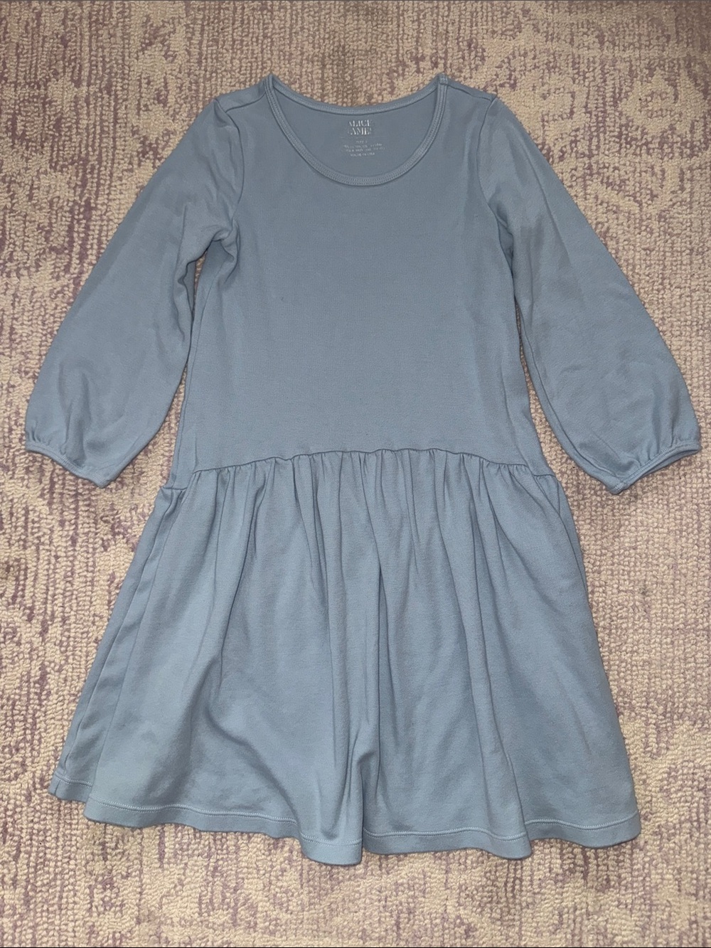 Alice + Ames Blue Long-Sleeve Drop waist Dress
